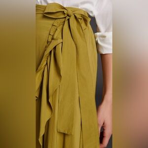 ANTHROPOLOGIE MAEVE Olive Green Ruffled Maxi Skirt
